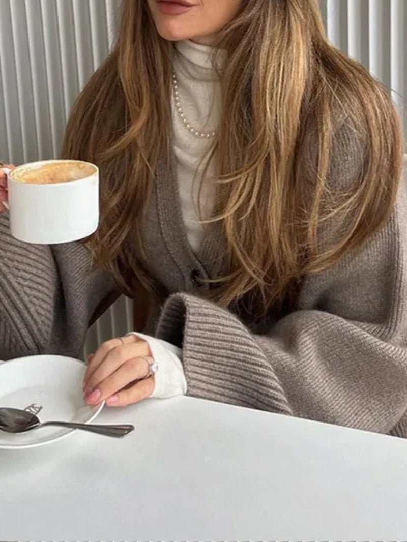 Women's V - Neck Button Cardigan - Women Cardigan - Wild Eye Vision