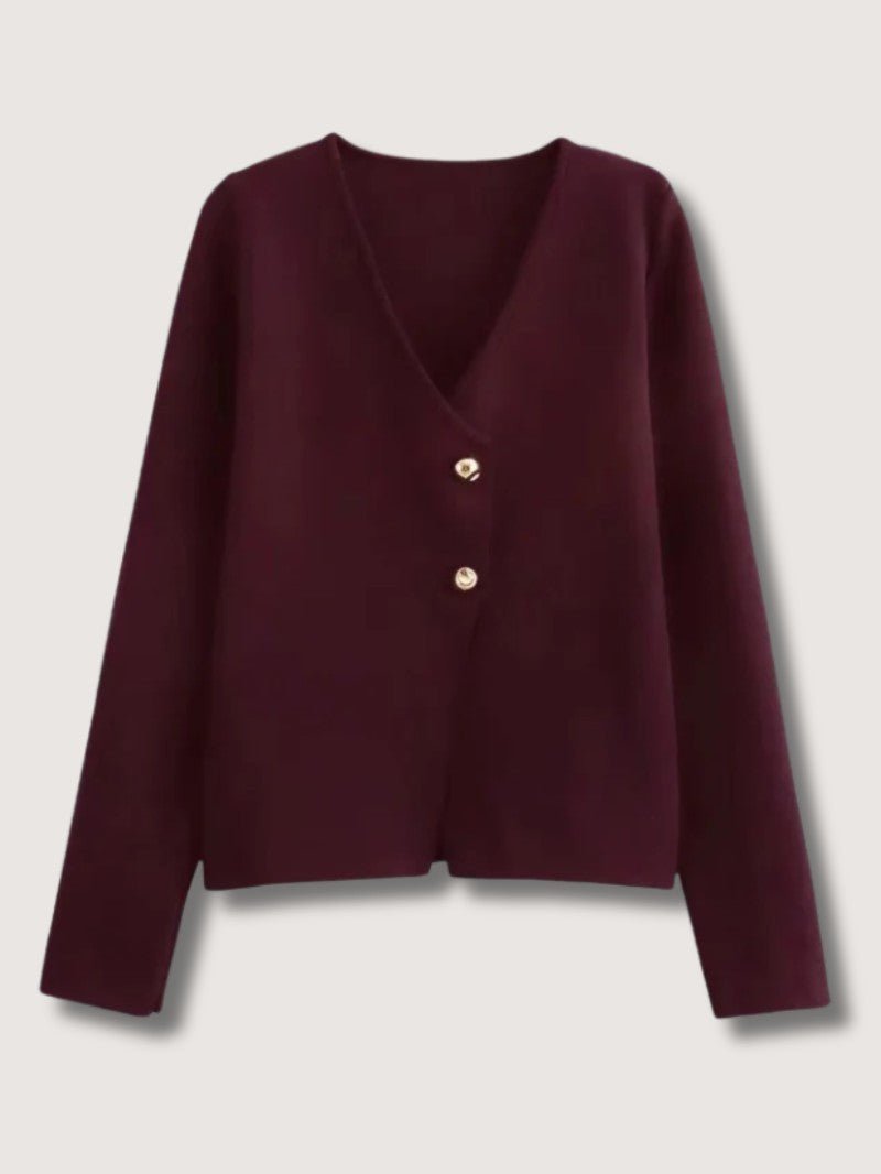 Women's V - Neck Gold Button Cardigan - Women Knit Cardigan - Wild Eye Vision