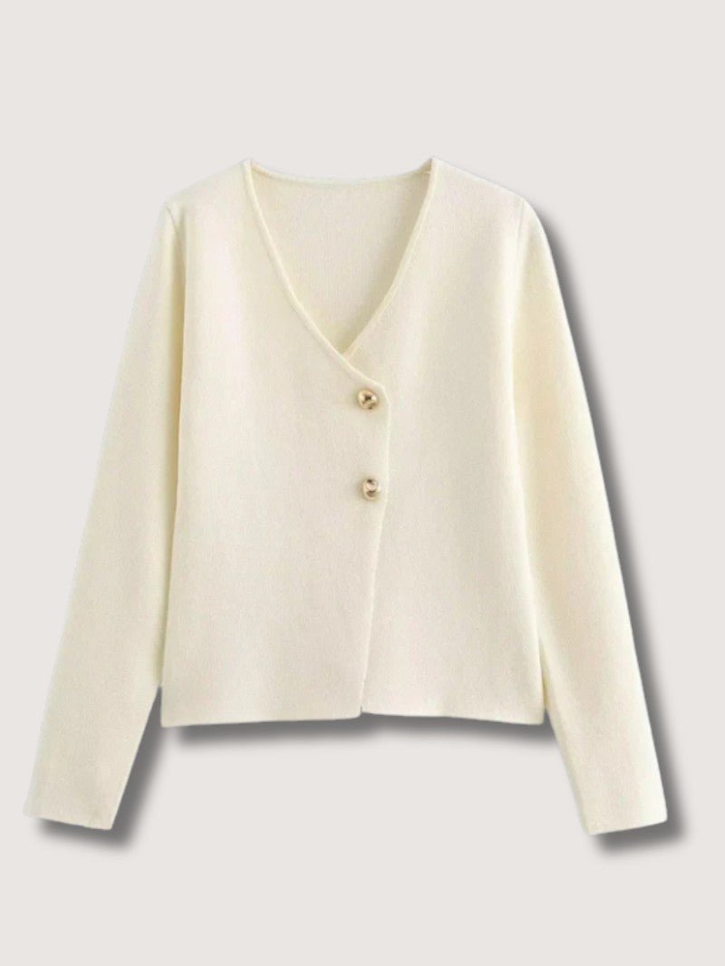 Women's V - Neck Gold Button Cardigan - Women Knit Cardigan - Wild Eye Vision