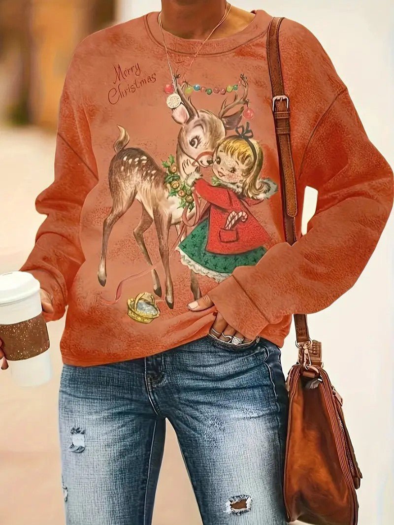 Women’s Vintage Reindeer Christmas Sweatshirt - Ladies Christmas Jumpers - Wild Eye Vision