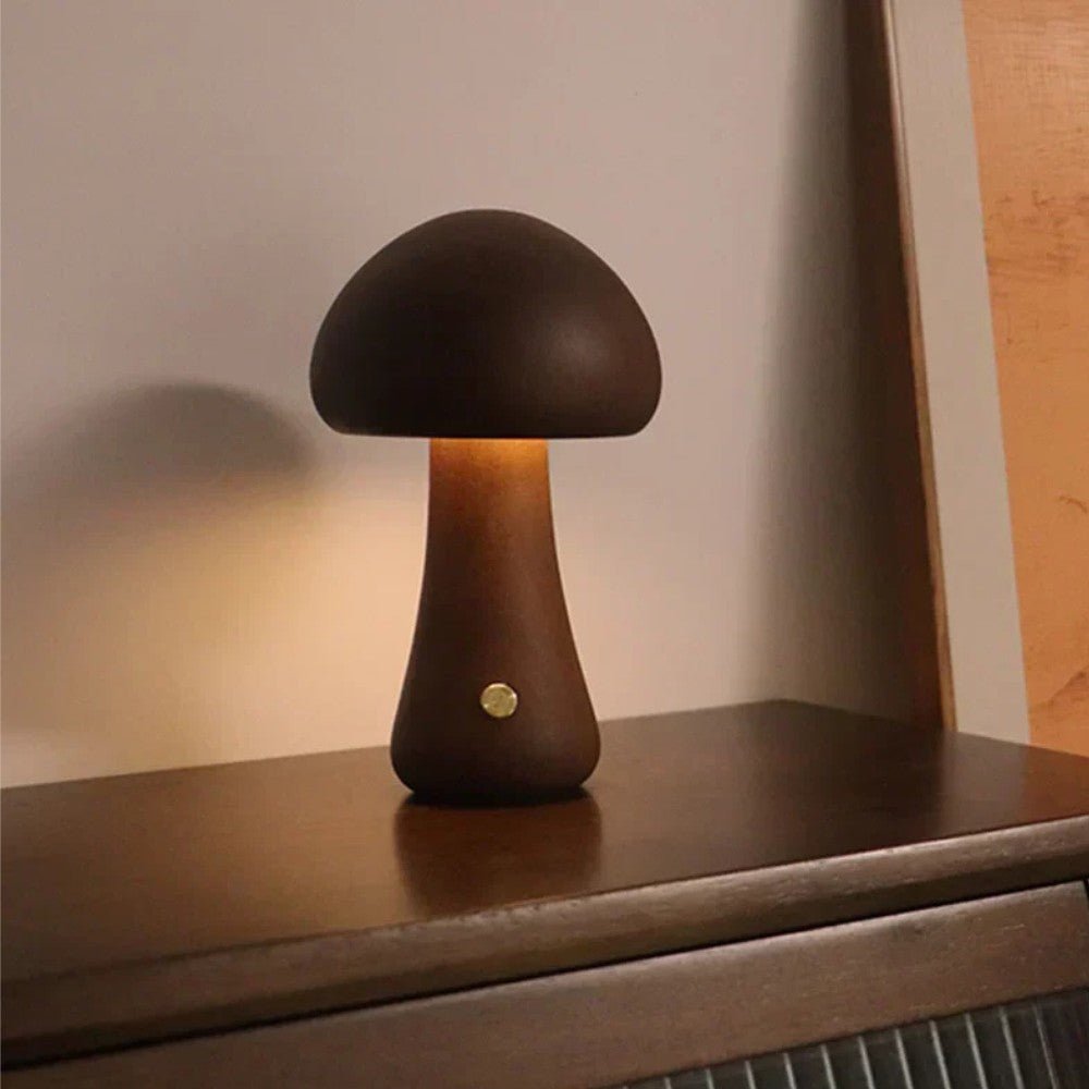 Wooden Mushroom Touch Lamp - Table Lamp - Wild Eye Vision
